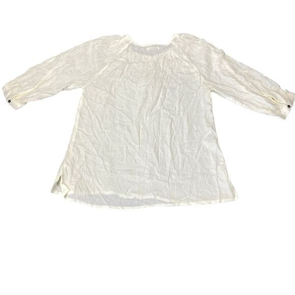 Maurices 3/4 Sleeve Peasant Top Size Small Cream Rayon Sheer Blouse MSRP: $29 - Picture 4 of 13